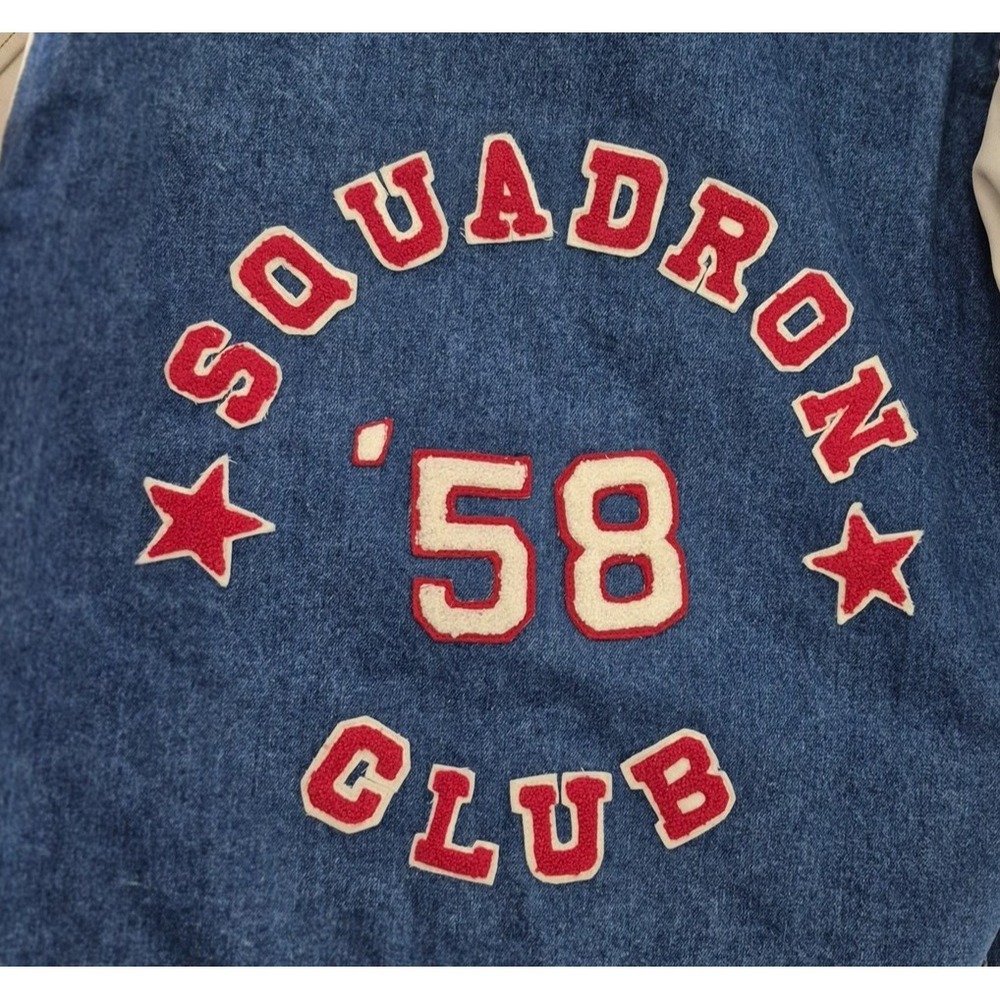 WHIPP Jacket Mens Small Blue Denim Varsity Leather Sleeves Squadron '58 Club VTG - Picture 9 of 12